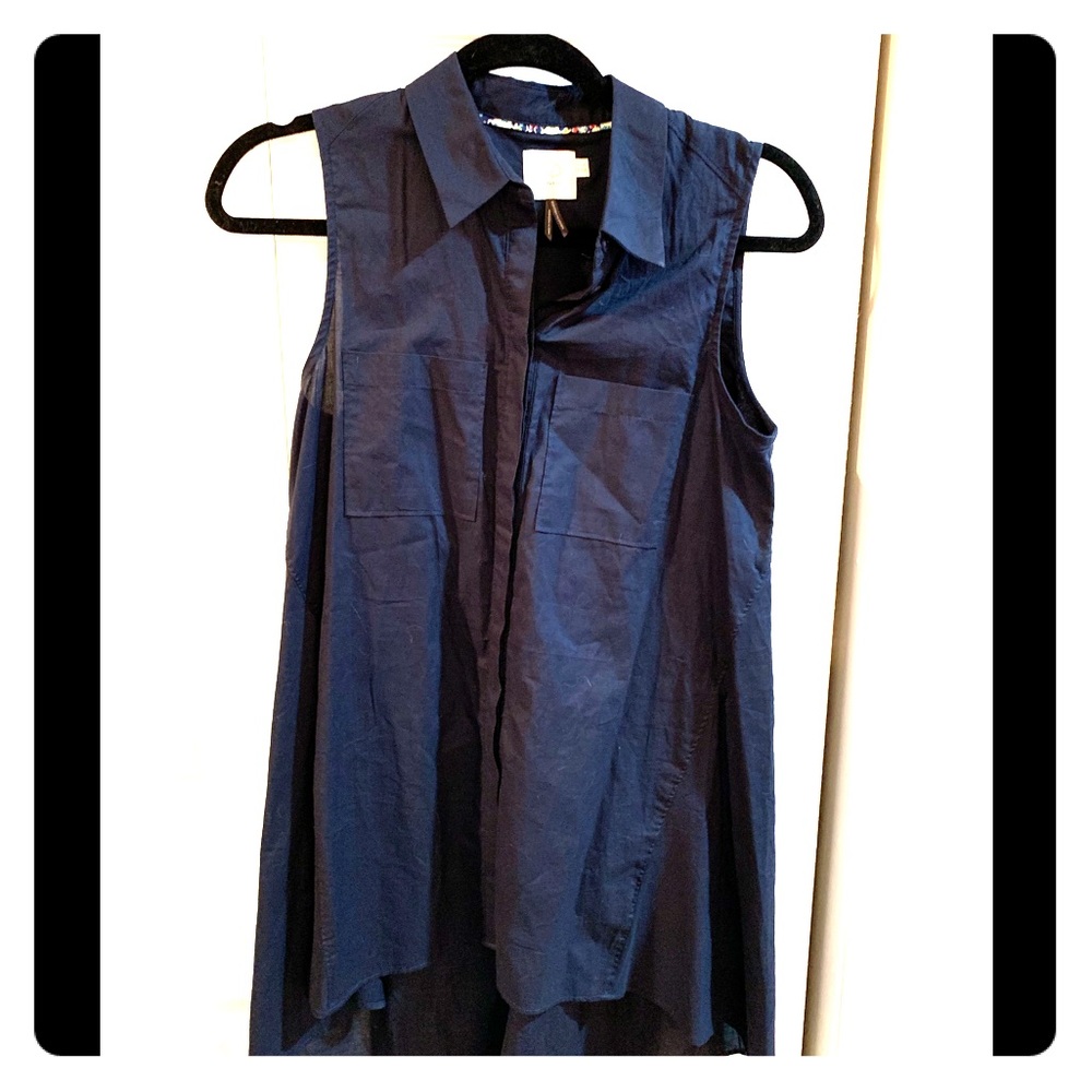 Anthropologie-navy blue blouse by HD in Paris sz 2